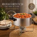 Ver imagem 3 de Kit Rechaud Completo Panela de Aluminio 5 Litros Suporte Tampa de Vidro Fogareiro Buffet Festa Antia