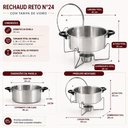Ver imagem 7 de Kit Rechaud Completo Panela de Aluminio 5 Litros Suporte Tampa de Vidro Fogareiro Buffet Festa Antia