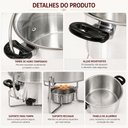 Ver imagem 5 de Kit Rechaud Completo Panela de Aluminio 5 Litros Suporte Tampa de Vidro Fogareiro Buffet Festa Antia