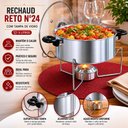 Ver imagem 4 de Kit Rechaud Completo Panela de Aluminio 5 Litros Suporte Tampa de Vidro Fogareiro Buffet Festa Antia