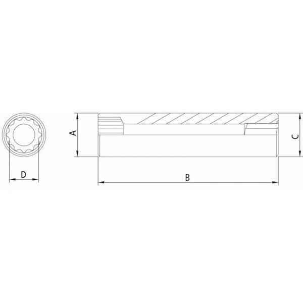 Soquete Estriado Longo 7/16" Encaixe 3/8" Tramontina PRO - 2