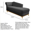 Ver imagem 5 de Kit Diva Recamier Vanessa 140cm Lado Direito e 02 Poltronas Laura Linho Cinza Escuro - Amarena