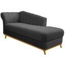 Ver imagem 3 de Kit Diva Recamier Vanessa 140cm Lado Direito e 02 Poltronas Laura Linho Cinza Escuro - Amarena