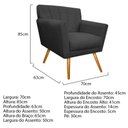 Ver imagem 6 de Kit Diva Recamier Vanessa 140cm Lado Direito e 02 Poltronas Laura Linho Cinza Escuro - Amarena