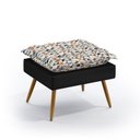 Ver imagem 3 de Kit 2 Poltronas Namoradeira Opala com Puff Lunar Suede Estampado Laranja com Preto Aradecor
