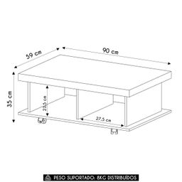 Mesa de Centro 90cm para Sala Tamburato 50mm Kael Cinamomo A09 - Mpozenato - 4