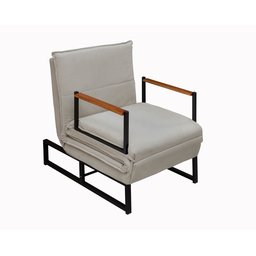 Poltrona do Papai Reclinável Puff Extensão Retrátil Versátil Moderno Bancada Premium Cor Bege - 7