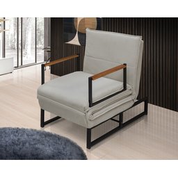Poltrona do Papai Reclinável Puff Extensão Retrátil Versátil Moderno Bancada Premium Cor Bege - 2