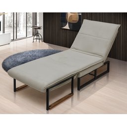 Poltrona do Papai Reclinável Puff Extensão Retrátil Versátil Moderno Bancada Premium Cor Bege - 3