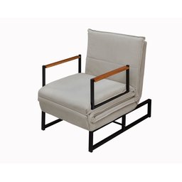 Poltrona do Papai Reclinável Puff Extensão Retrátil Versátil Moderno Bancada Premium Cor Bege - 1