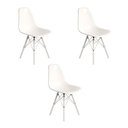 Ver imagem 1 de Conjunto 3 Cadeiras Eames Design Moderno Tubo de Ferro Branco Assento Branco