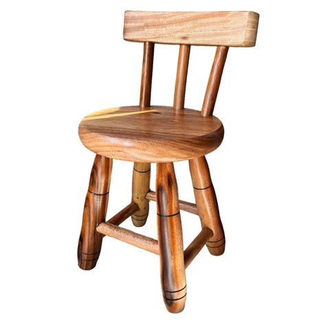 Banquinho Envernizado Madeira Maciça Encosto Banqueta Pequena Tamborete