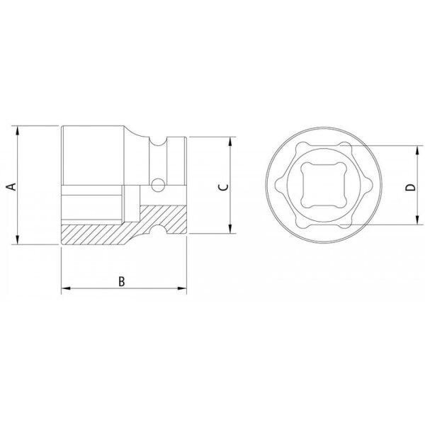 Soquete de Impacto Sextavado 1" Encaixe 1/2" Tramontina Pro - 2