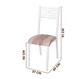 Mesa Quadrada 68x68 com 4 Cadeiras em Aço Branco Carvalho com Estofado Capuccino Jade Ciplafe - 4