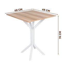 Mesa Quadrada 68x68 com 4 Cadeiras em Aço Branco Carvalho com Estofado Capuccino Jade Ciplafe - 3