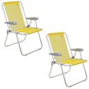 Ver imagem 1 de Kit 02 Cadeiras de Praia Tramontina Creta Master em Alumínio com Assento Amarelo 92900200