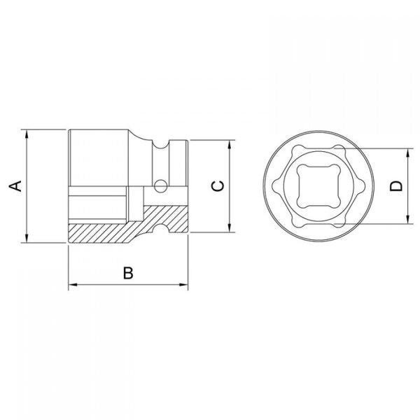 Soquete de Impacto Sextavado 7mm Encaixe 1/2" Tramontina Pro - 2