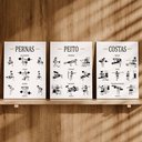 Ver imagem 3 de Kit 3 Quadro Decorativo Guia de Exercícios Treino Academia Gym Musculação 40x28cm