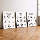 Ver imagem 2 de Kit 3 Quadro Decorativo Guia de Exercícios Treino Academia Gym Musculação 40x28cm