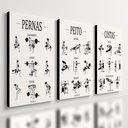 Ver imagem 1 de Kit 3 Quadro Decorativo Guia de Exercícios Treino Academia Gym Musculação 40x28cm