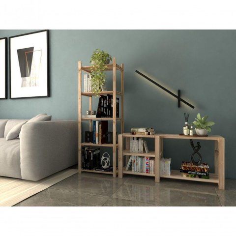 Kit Estante Reforçado Moderno Organizar 140x50cm e Aparador Minimalista Novidade Organizar 100% Pin