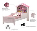 Ver imagem 3 de Cama Solteiro Montessori Princesa Meninas Grade Proteção Quarto Infantil Prateleiras Cor Branco/rosa