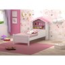 Cama Solteiro Montessori Princesa Meninas Grade Proteção Quarto Infantil Prateleiras Cor Branco/rosa - 1