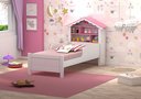 Ver imagem 1 de Cama Solteiro Montessori Princesa Meninas Grade Proteção Quarto Infantil Prateleiras Cor Branco/rosa