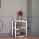 Ver imagem 1 de Mesa de Apoio Industrial com 3 Prateleiras Canela/branco