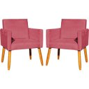 Ver imagem 1 de Kit 2 Poltronas Decorativa para Sala Nina Suede Cores Pé Palito 30cm Castanho