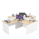 Ver imagem 5 de Conjunto Escrivaninha Mesa de Canto em L Ilha 4 Lugares Office Carvalho e Branco 