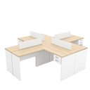 Ver imagem 2 de Conjunto Escrivaninha Mesa de Canto em L Ilha 4 Lugares Office Carvalho e Branco Bege