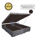 Ver imagem 2 de Base Box Baú Casal Luxo Blindado Bipartido NK Camas Suede Cinza 41x138x188