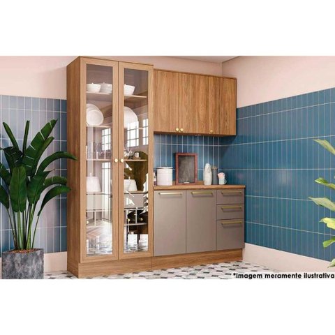 Cozinha Completa Botanic 4 Peças (1 Armário + 1 Balcão + 1 Cristaleira + 1complemento) M656