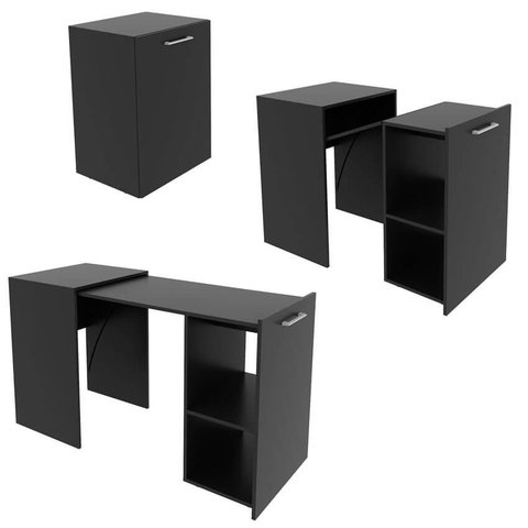 Escrivaninha Mesa Dobrável Retrátil Escritório 54x131,7x77,4 Me4170 Preto Tecnomobili Bancada