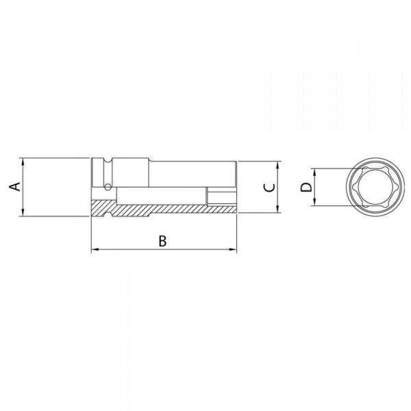 Soquete de Impacto Sextavado Longo 5mm Encaixe 1/4" Tramontina PRO - 2