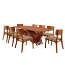 Ver imagem 5 de Sala de Jantar Venus 8 Lugares Tampo MDF Cadeiras Viena Gold Estofadas Imbuia 220cm Moderna
