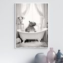 Ver imagem 1 de Quadro para Banheiro Hipopótamo no Banho 24x18cm - com Vidro:moldura Branca