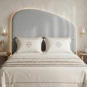 Ver mais imagens de Cabeceira Cama Box Casal Colli 140cm Estofada Orgânica Moderna Chenille Bouclê Prata - Desk Design