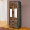 Ver imagem 2 de Guarda-roupa Casal Sergipe Madeira Maciça 4 Portas 2 Gavetas 1 Prateleira com Espelho Clean Imbuia N