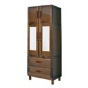 Ver imagem 1 de Guarda-roupa Casal Sergipe Madeira Maciça 4 Portas 2 Gavetas 1 Prateleira com Espelho Clean Imbuia N