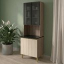 Ver imagem 2 de Paneleiro 4 Portas MDF Vidro 70x221 cm Kali 183488 Carvalho Toq Bianco Nicioli