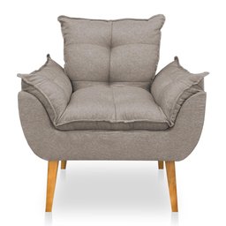 Kit 2 Poltronas Opala Decorativa Luxo Linho Capuccino Dal Poz Estofados - 3