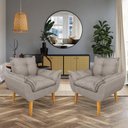 Ver imagem 1 de Kit 2 Poltronas Opala Decorativa Luxo Linho Capuccino Dal Poz Estofados