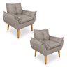 Kit 2 Poltronas Opala Decorativa Luxo Linho Capuccino Dal Poz Estofados - 2