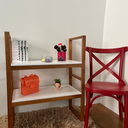 Ver imagem 2 de Sapateira/estante Baixa de Madeira Nina Cor Natural com Prateleira Branca