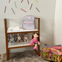 Ver imagem 3 de Sapateira/estante Baixa de Madeira Nina Cor Natural com Prateleira Branca