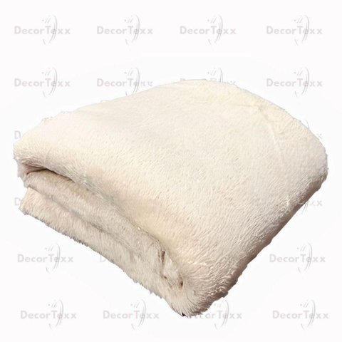 Cobertor Manta Casal Soft 200x180cm 100% Poliéster Microfibra Fleece Bege Claro Oem