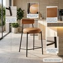 Ver imagem 3 de Banqueta Alta Londres PU Assento Courino Base Fixa com Encosto Fixo 75cm Whisky D'Rossi