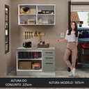 Ver imagem 5 de Kit com Balcão e Armário Aéreo Multiuso 120cm Branco/cinza Agata Madesa Branco/cinza